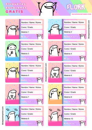 Etiquetas Escolares Flork Editables Gratis